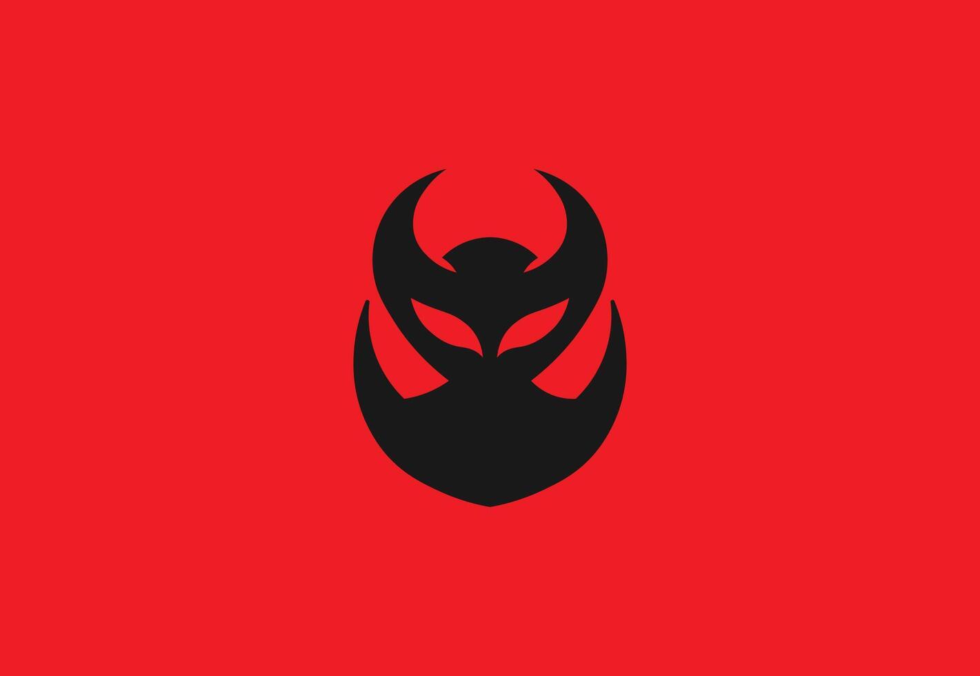 Abstract Black Devil Logo on Red Background vector
