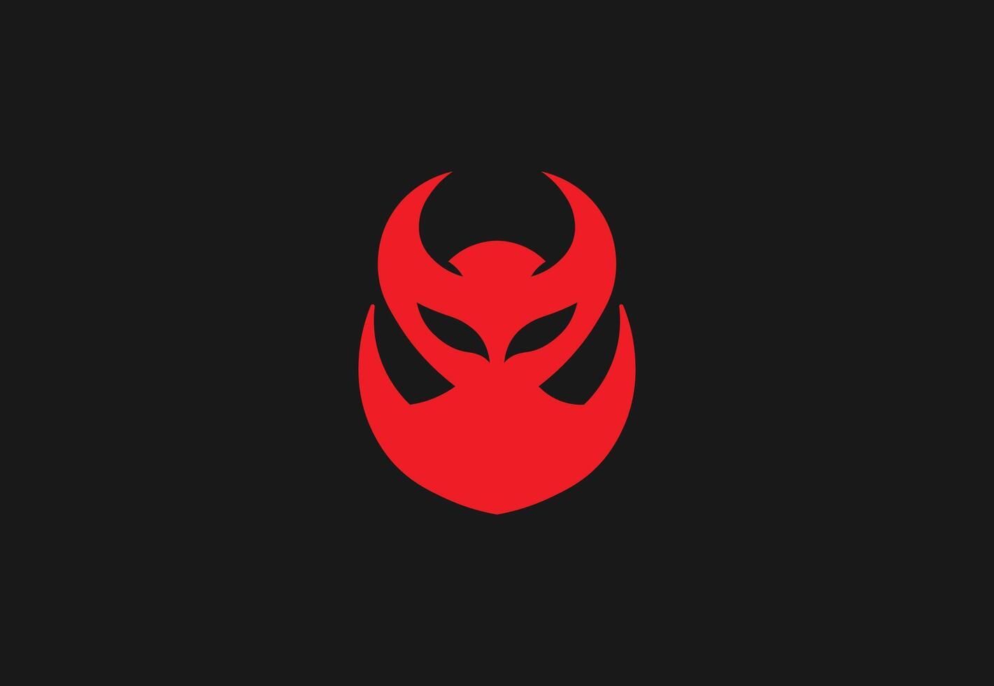 Abstract Red Devil Logo on Black Background vector
