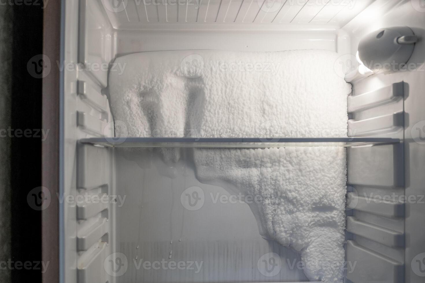 Frozen refrigerator that needs to be defrosted. photo