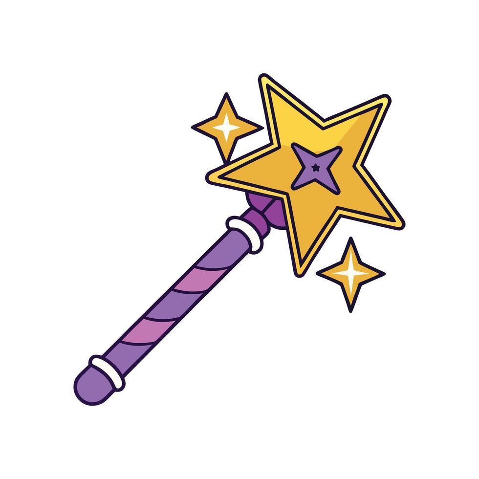 Magic wand illustration, cartoon clipart, and line art design for creative projects vector
