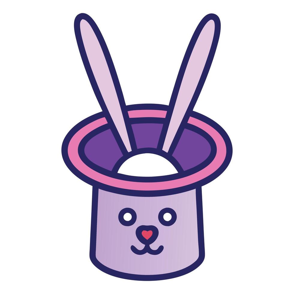 Magician Hat and Rabbit Illustration Cartoon Clipart and Line Art Design vector