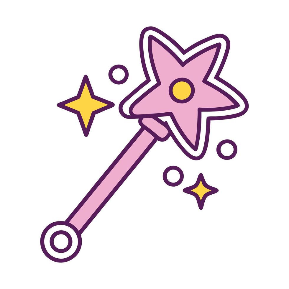 Magic wand illustration, cartoon clipart, and line art design for creative projects vector