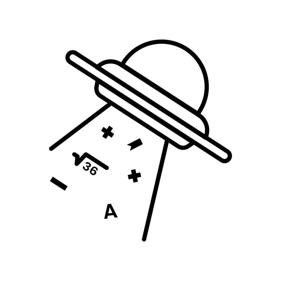 A UFO abducting a pile of textbooks learning icon, Outline symbol icon. Editable stroke. vector