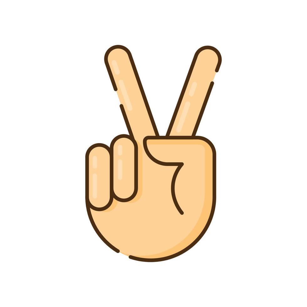 Victory hand sign icons and symbols associated with winning flat design icon editable stroke vector