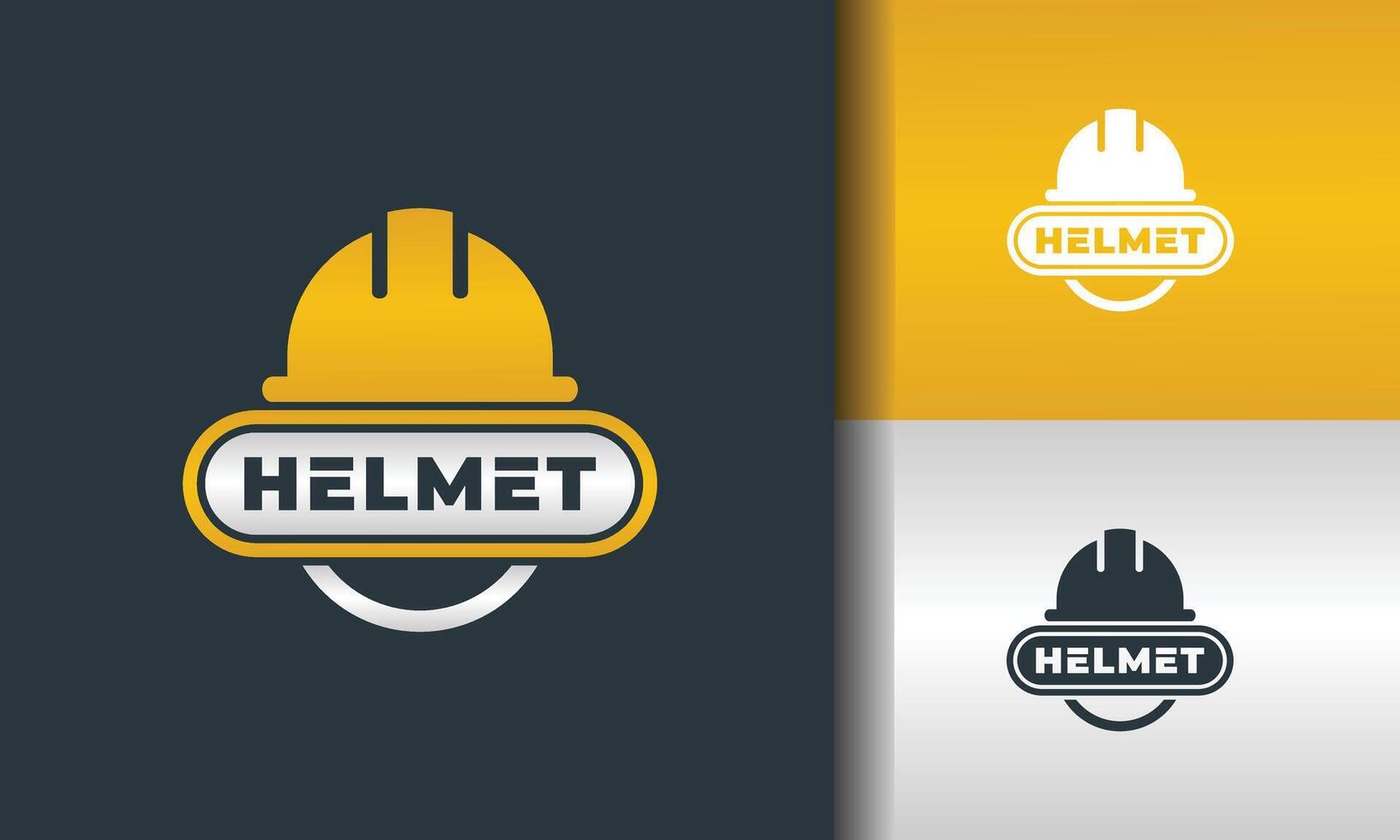 construction helmet circle emblem logo vector