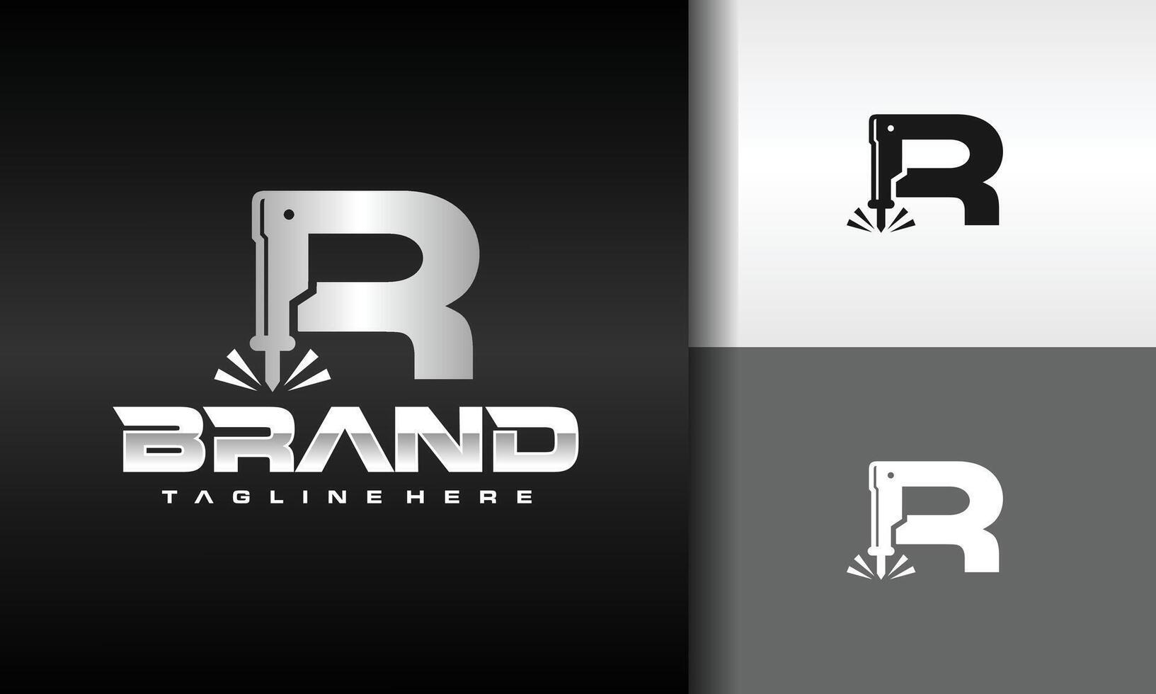 R letter metal laser logo vector