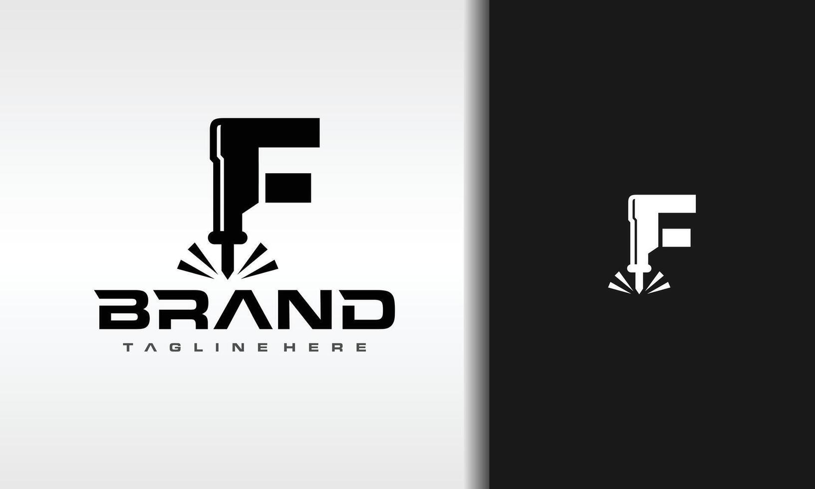 letter F laser metal logo vector