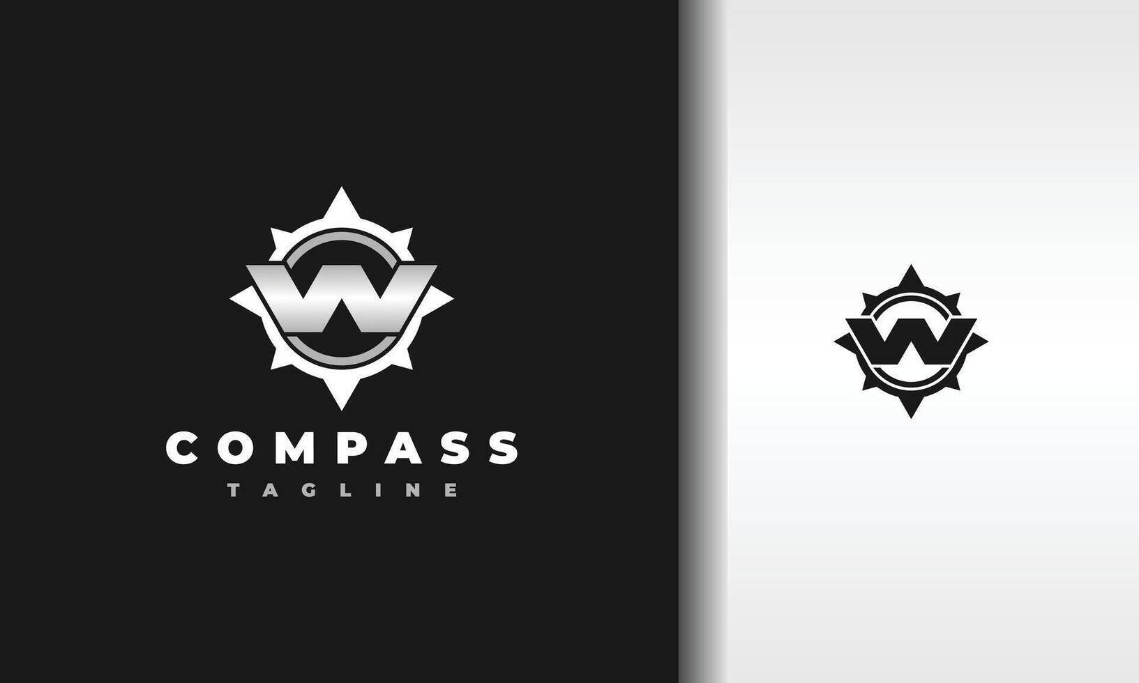 letter W west compass logo vector