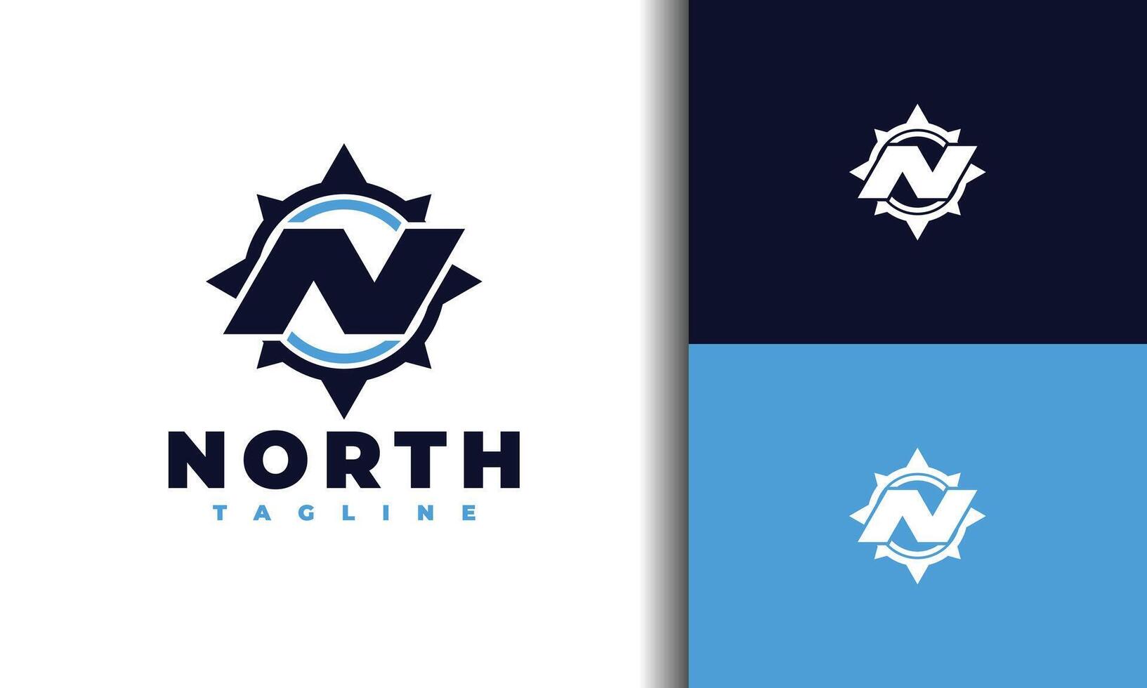 letter N north compass logo vector