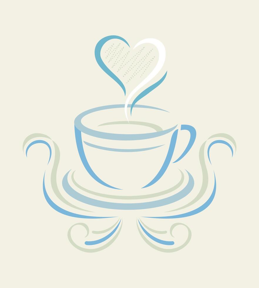 Stylized teacup drawing. Clean minimalist style art. vector