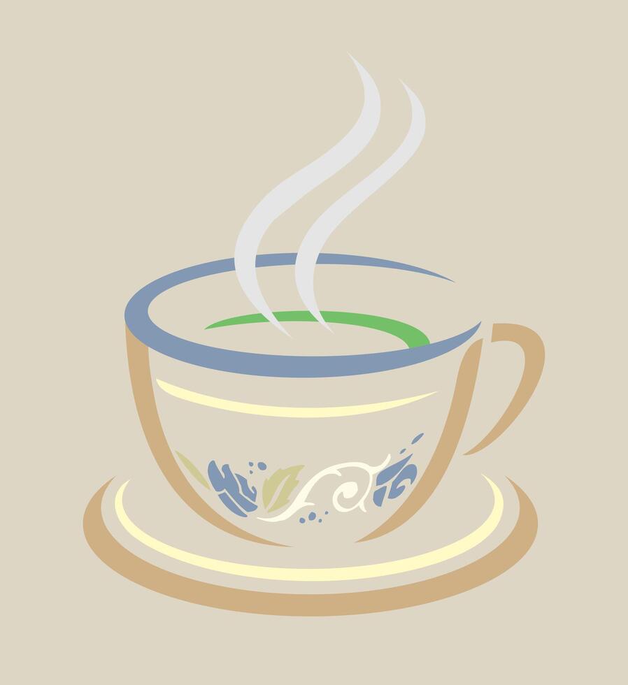 Drawing of a cup with tea. Art in a minimalist and clean style. vector