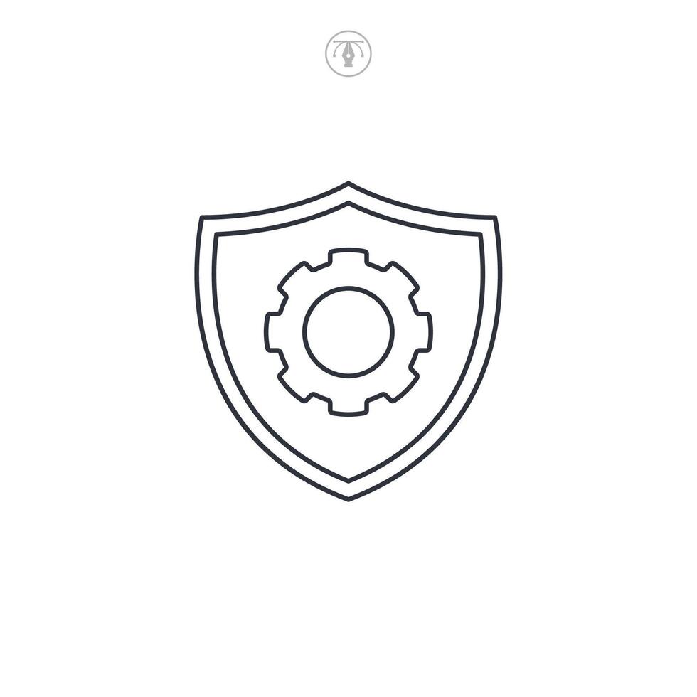 Security setting, Shield with cogwheel icon symbol illustration isolated on white background vector