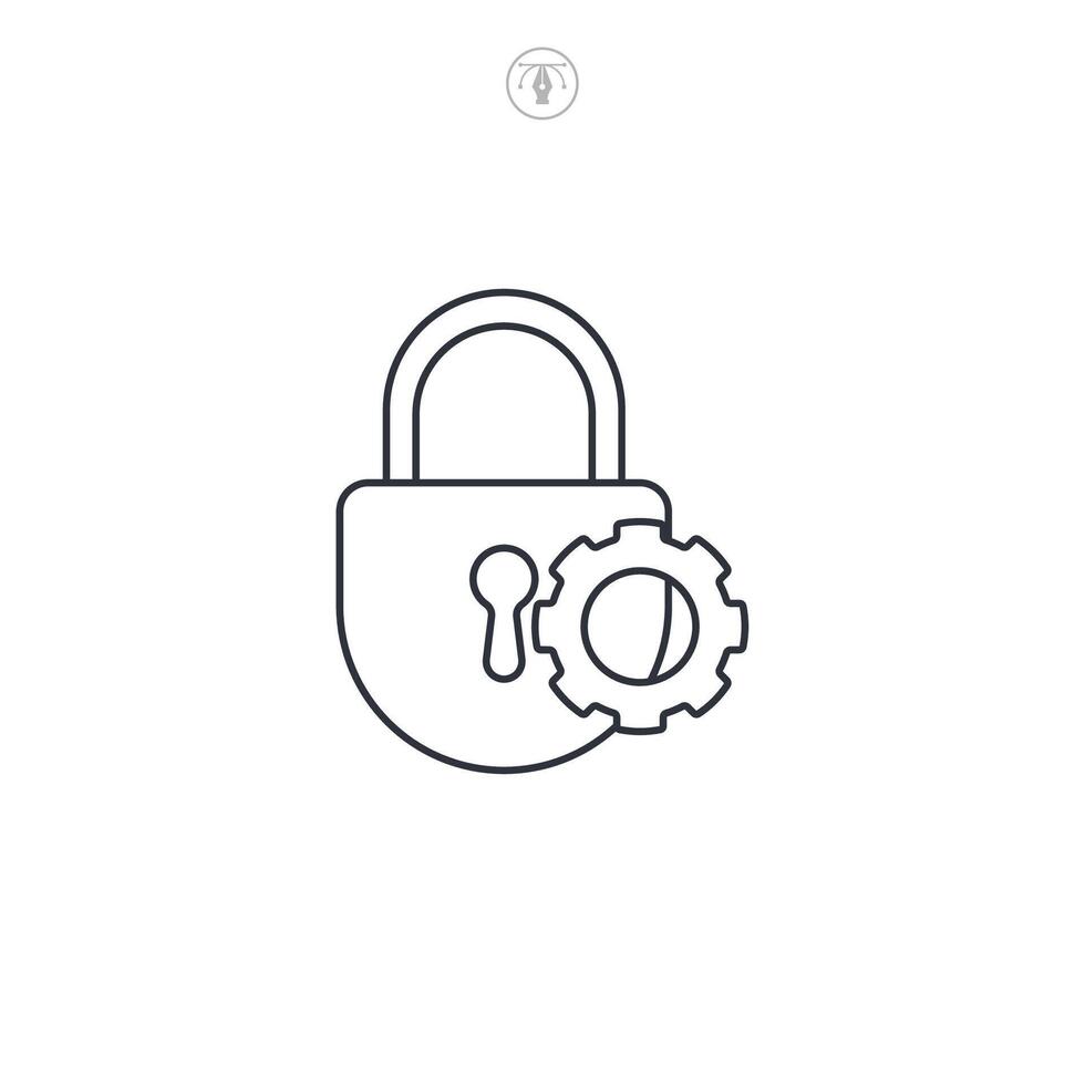 Privacy setting, Lock and gear icon symbol illustration isolated on white background vector