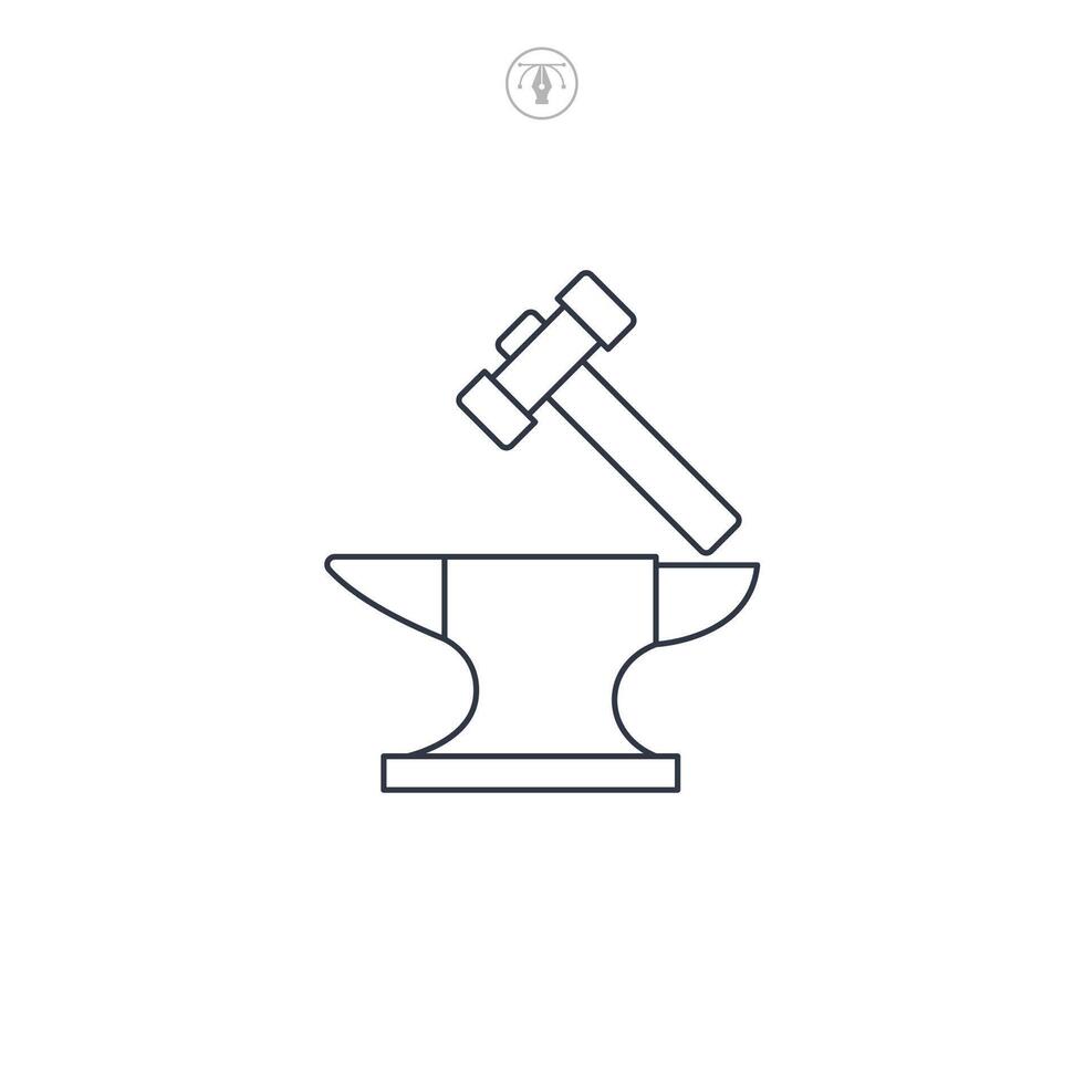 Hammer and Anvil icon symbol illustration isolated on white background vector