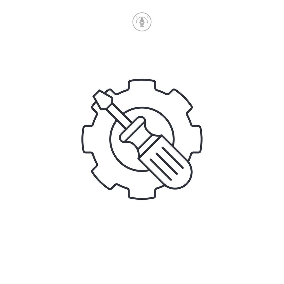 Gear with screwdriver, Service tool icon symbol illustration isolated on white background vector