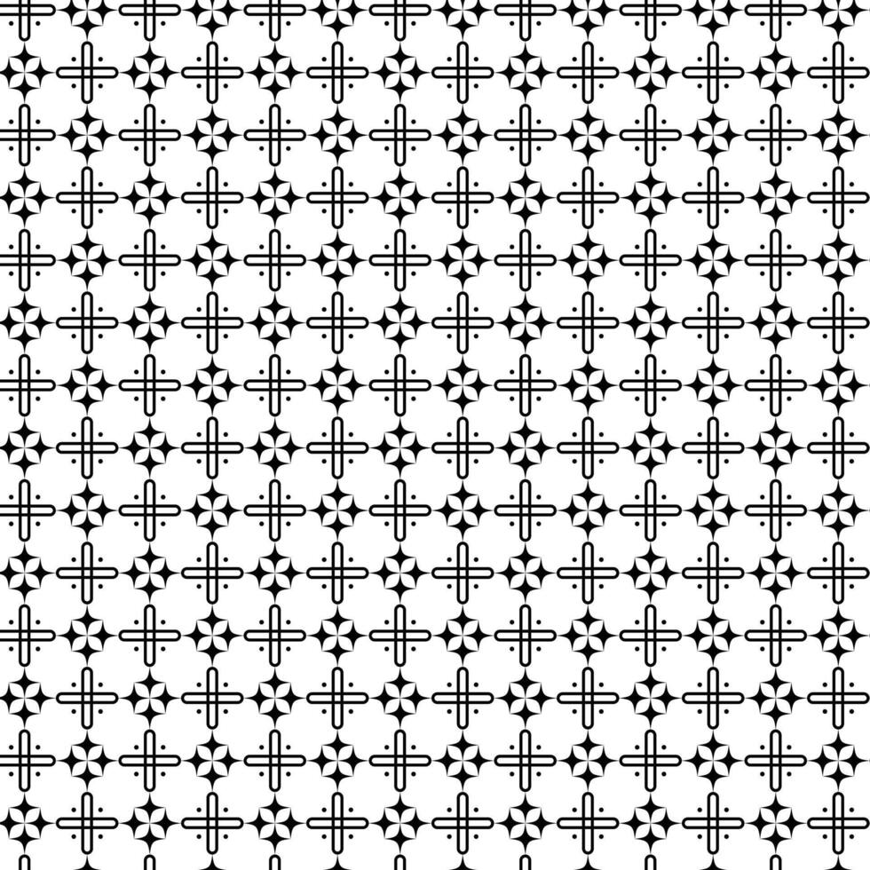 A Simple, Seamless Pattern Of Crosses And Dots, In Black On A White Background vector