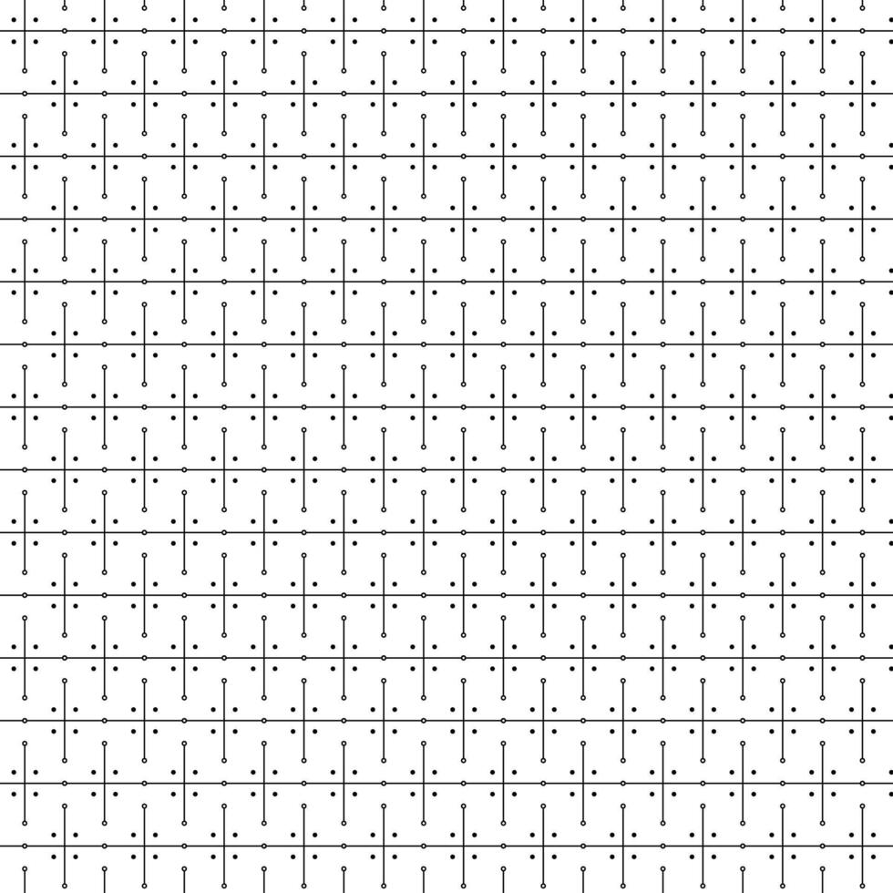 Simple Line Pattern, A Grid With Dots And Lines In Black On A White Background vector