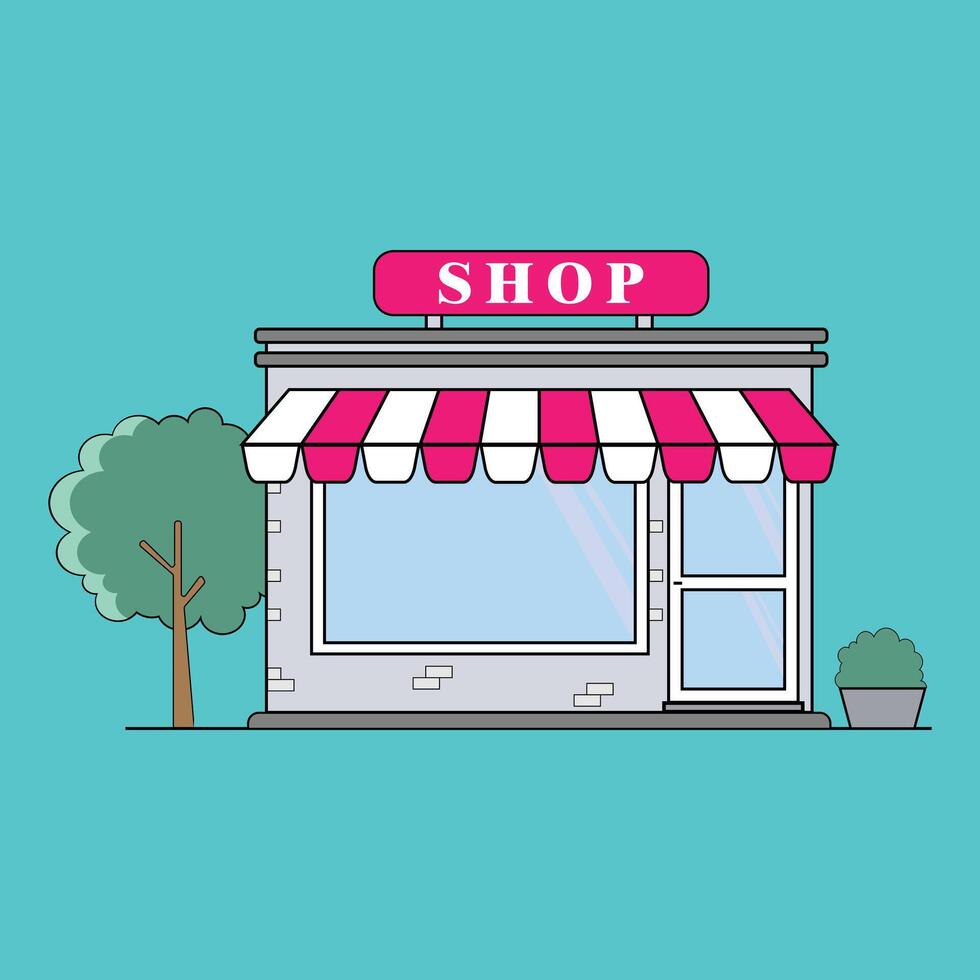 Front View Of Commercial Shop Building vector