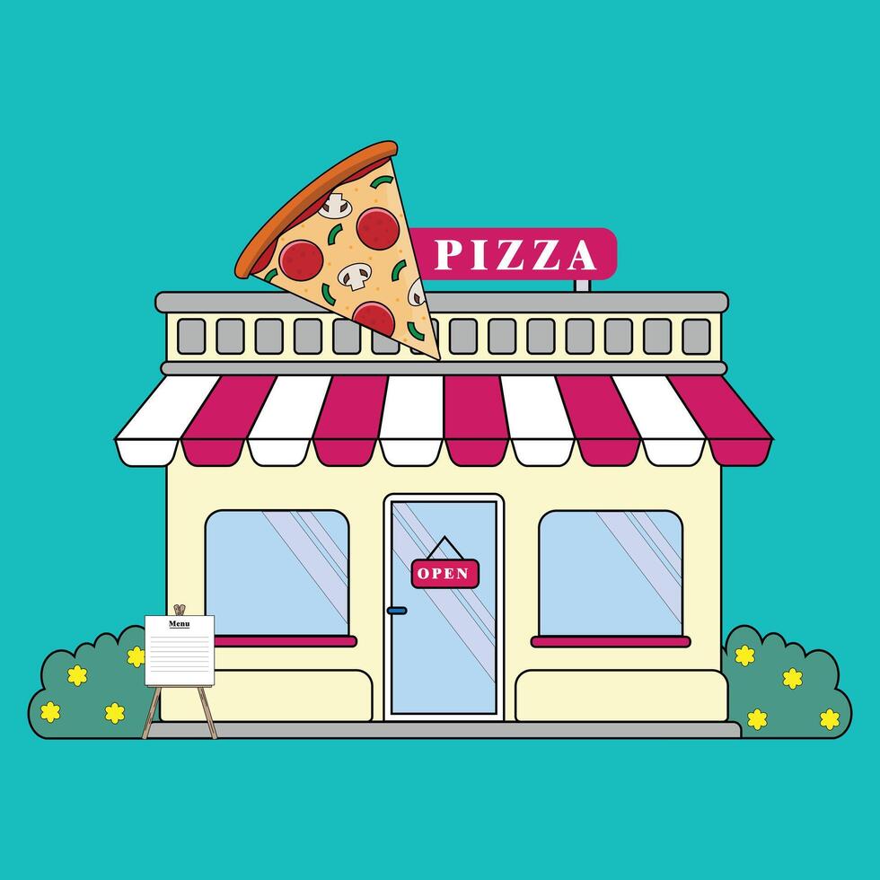 Beautiful Pizza Store Design Ideas vector