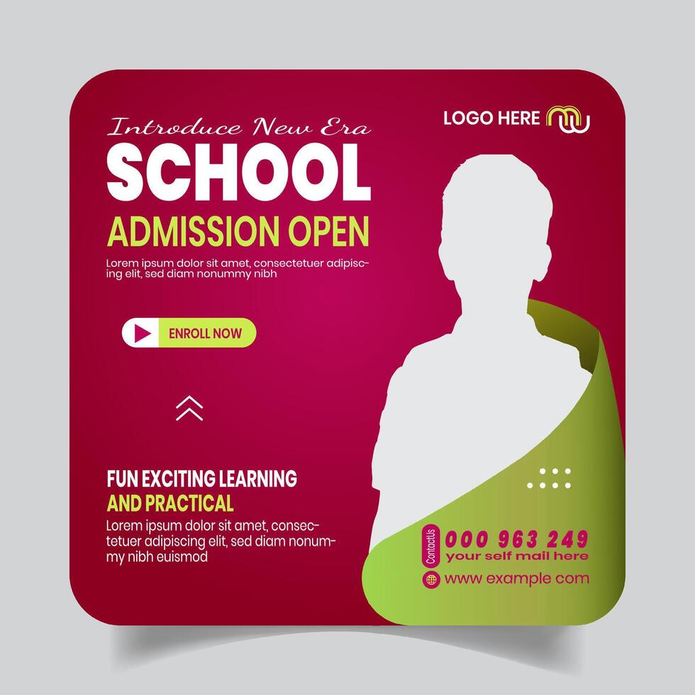 Junior School Admission Social Media Post Design Layout vector