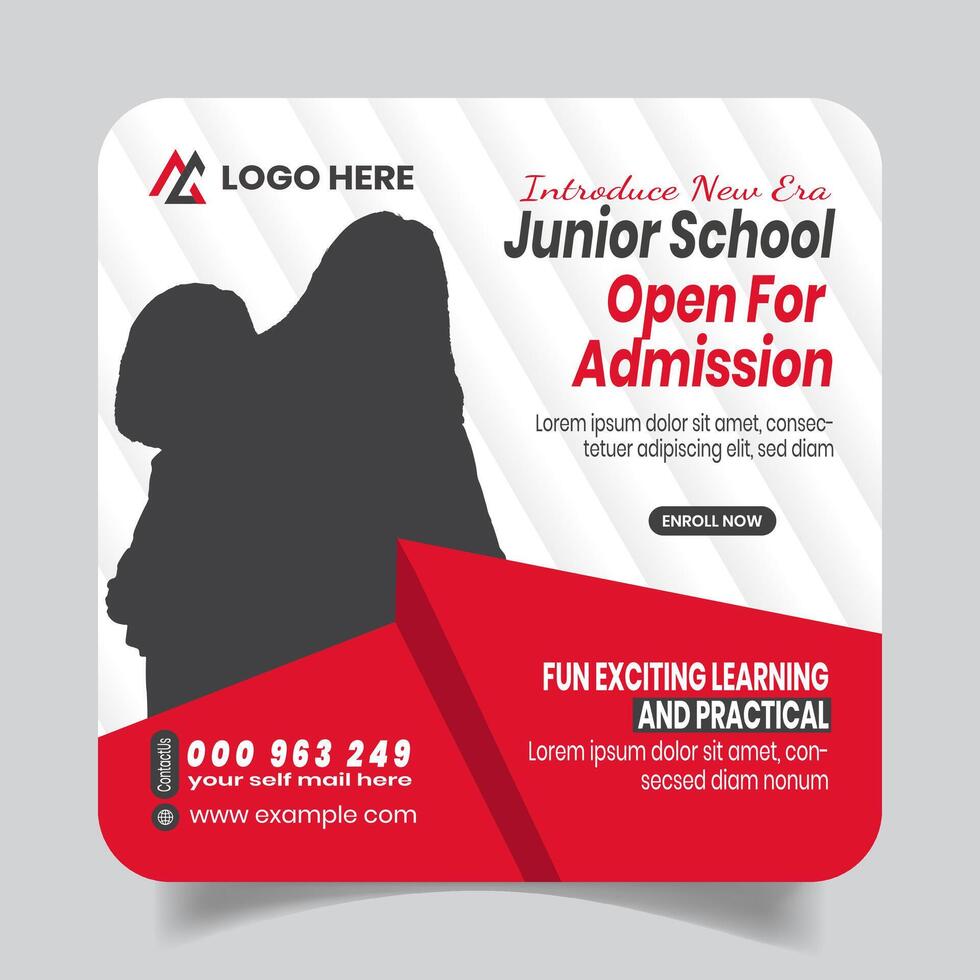 Kids Learning Social Media Post Design Template vector