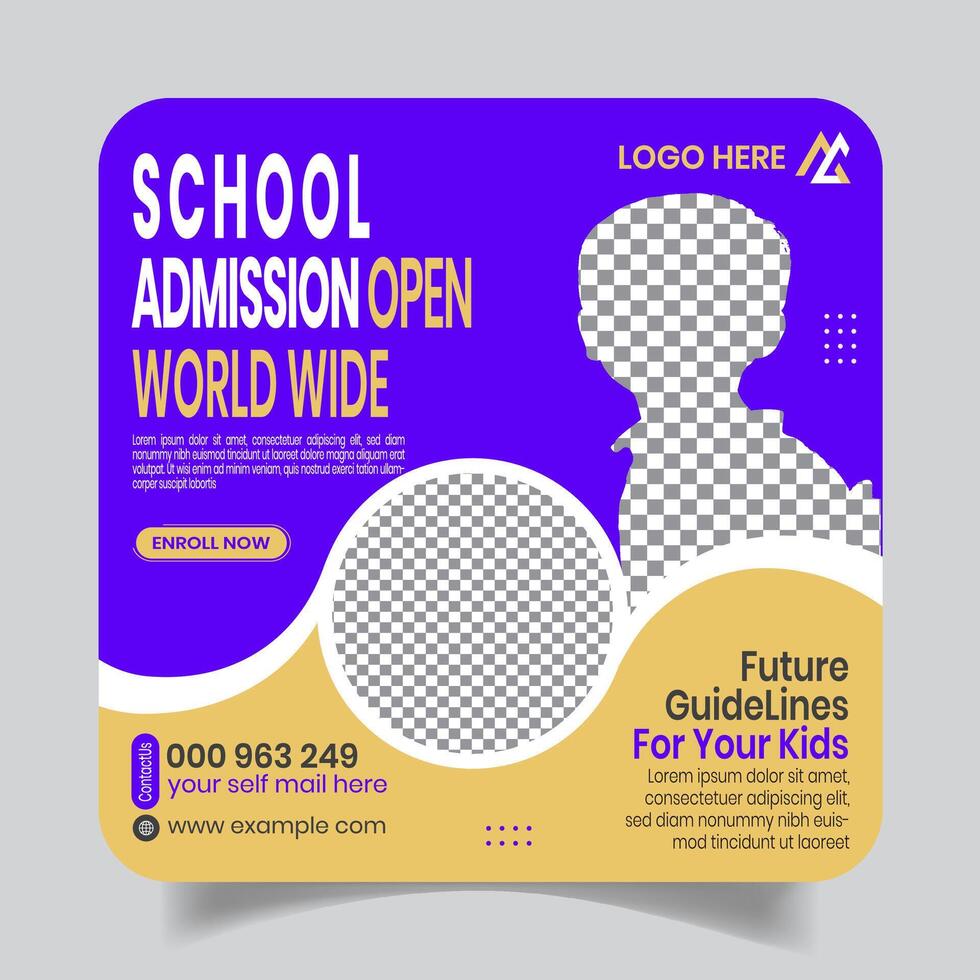Kids School Social Media Post Design Templates vector