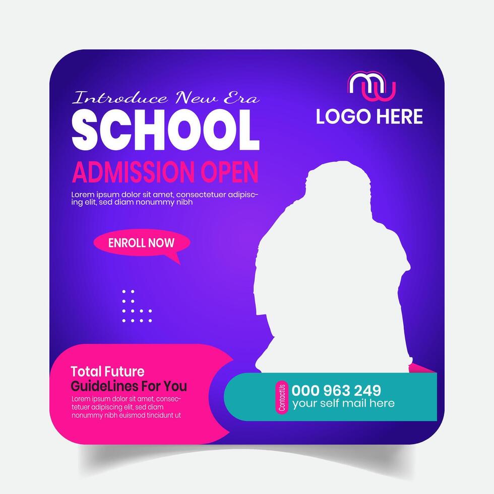 Modern Kids School Social Post Layout Design vector