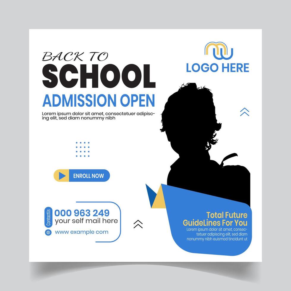 Fresh and Clean School Admission Social Media Post Design vector
