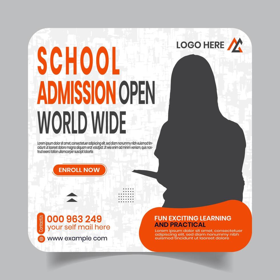 Minimalistic School Admission Social Media Post Design Banner vector