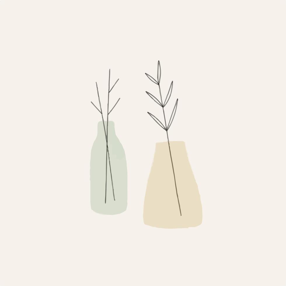 Plants in vases. simple illustration. vector