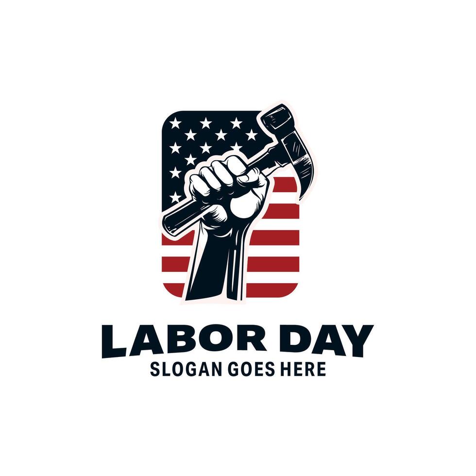 American Labor Day with hand holding a Hammer vector