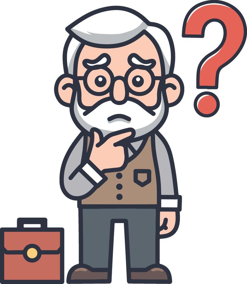 Old Man Question Illustration Design vector