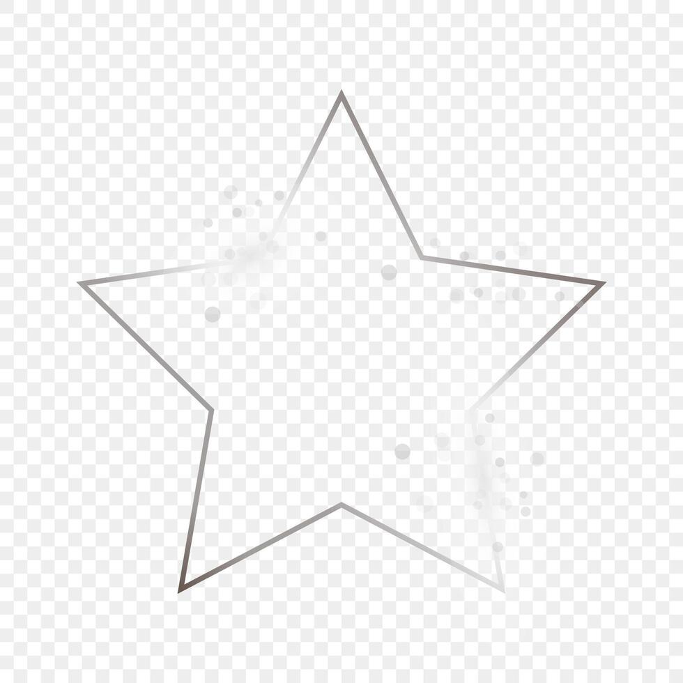 Silver glowing star shape frame with sparkles vector
