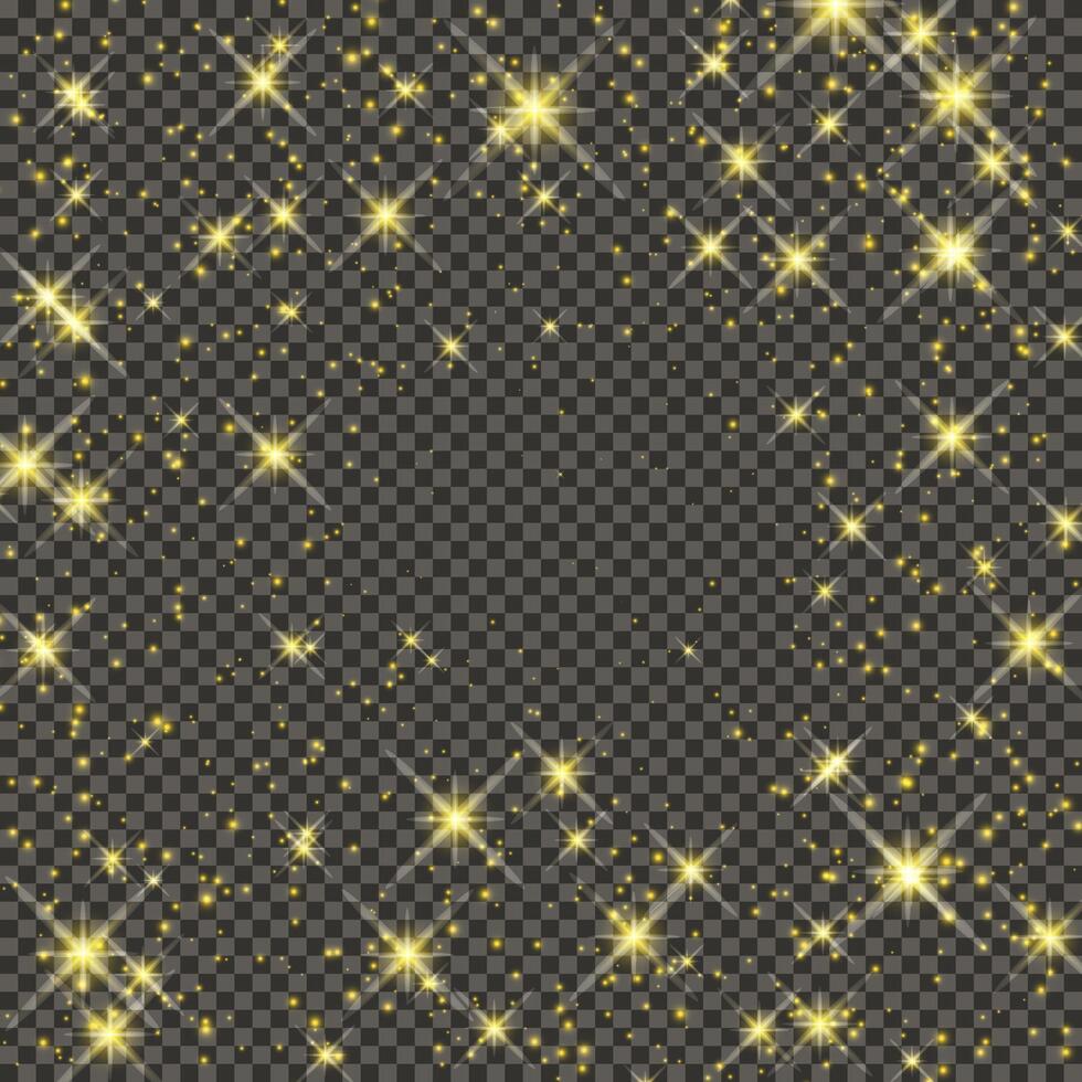 Gold glittering dust on a gray background. Dust with gold glitter effect and empty space for your text. illustration vector