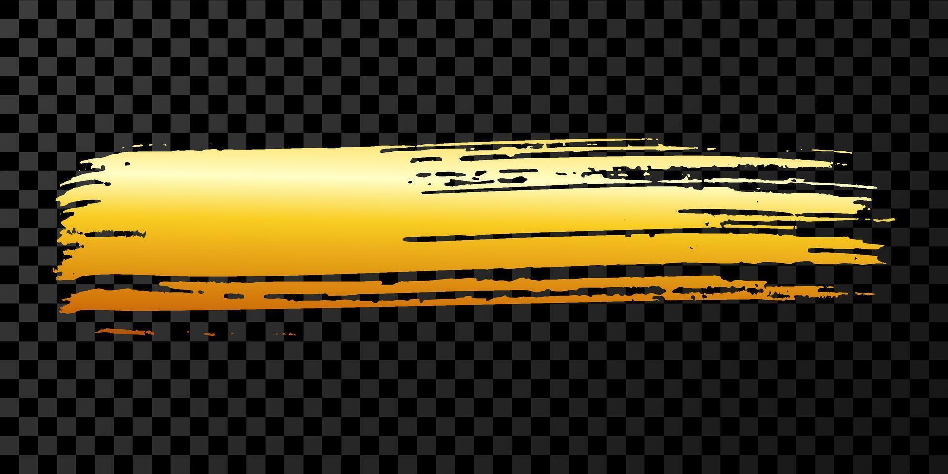 Gold brush stroke. Hand drawn ink spots isolated on dark background. illustration vector