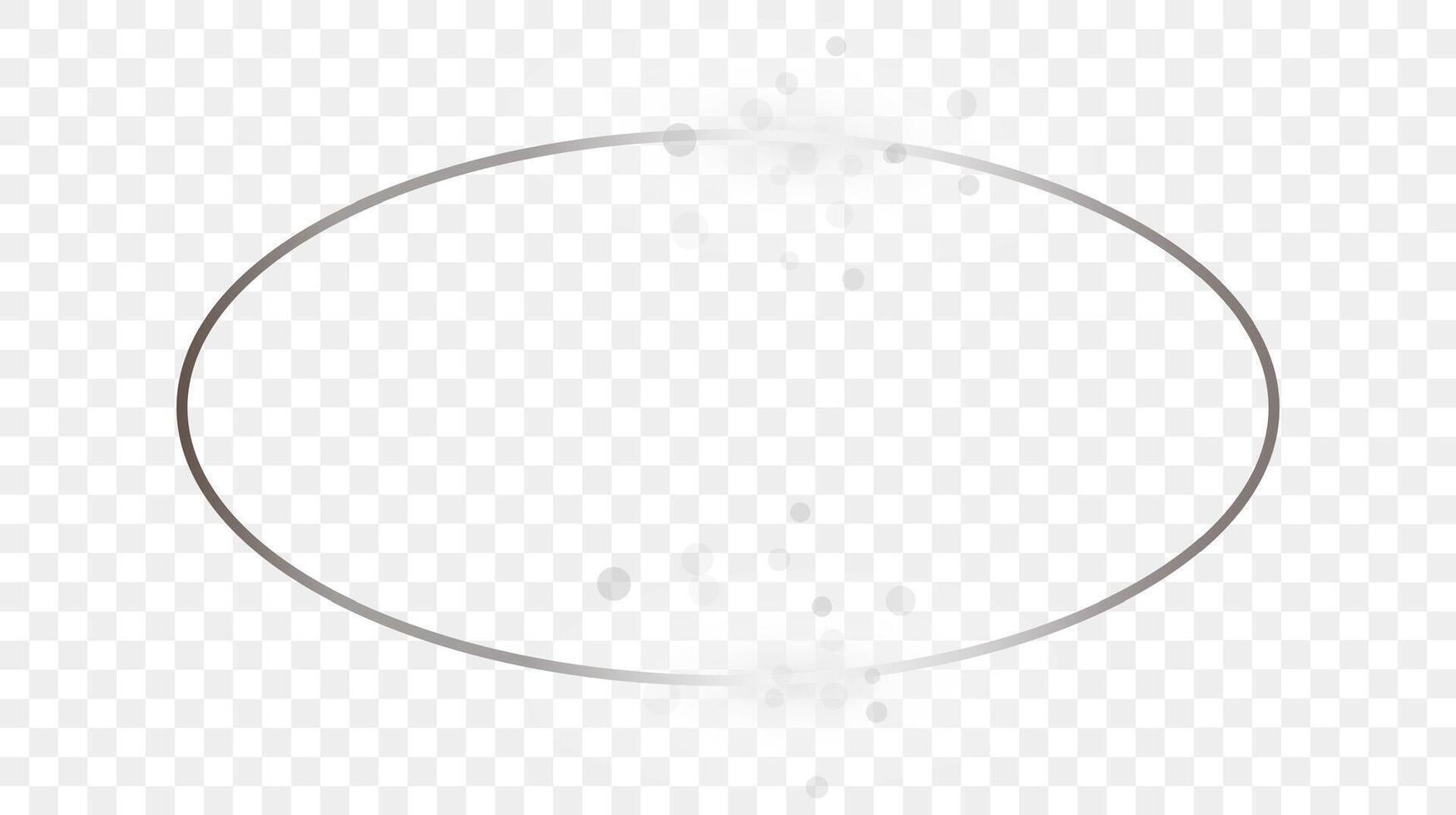 Silver glowing oval shape frame with sparkles vector