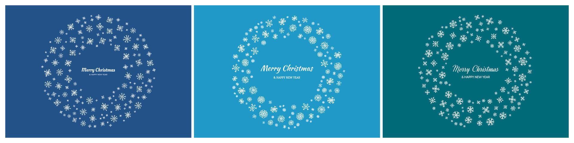 Set of Merry Christmas backgrounds with snowflakes vector