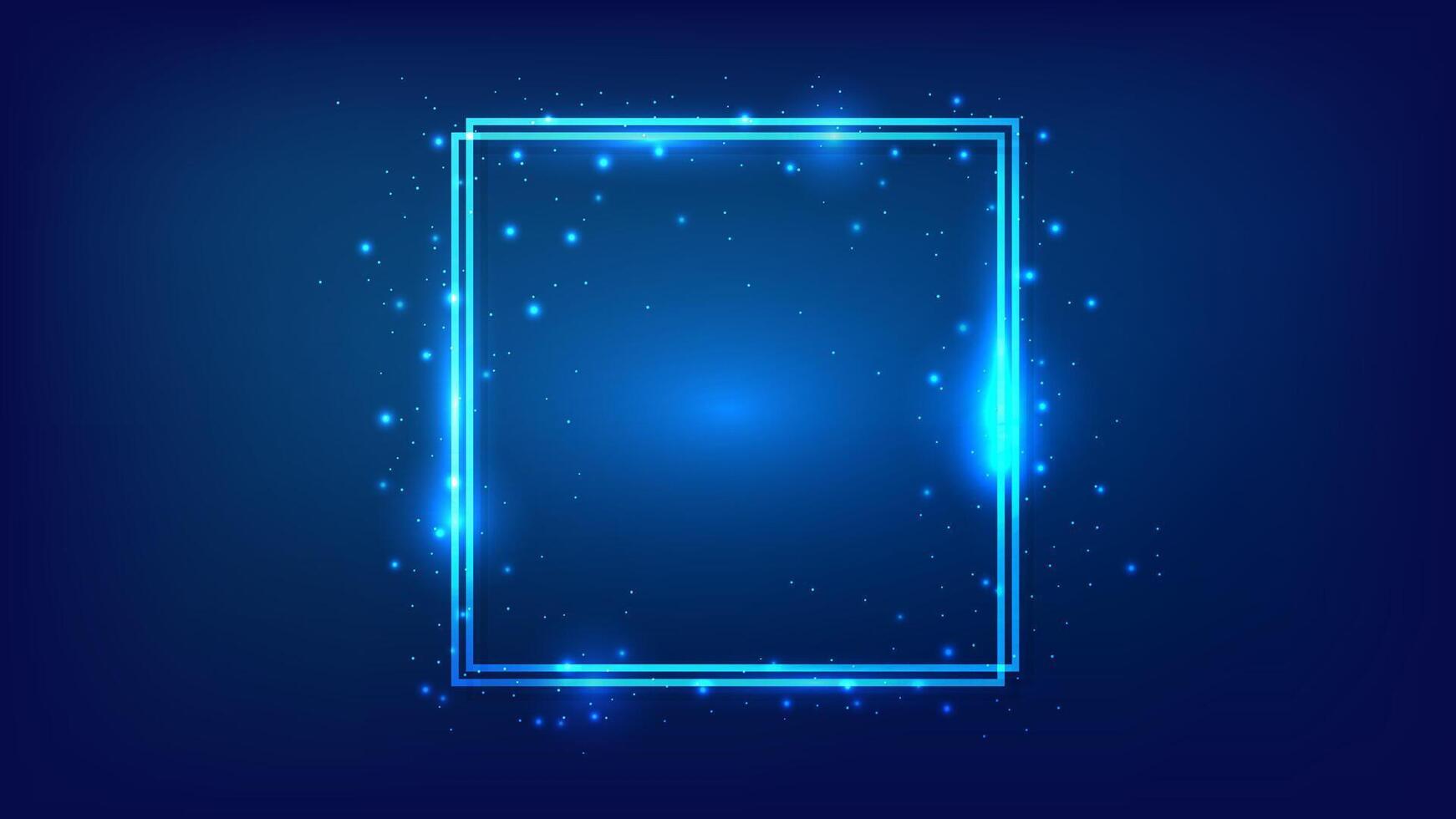 Neon double square frame vector