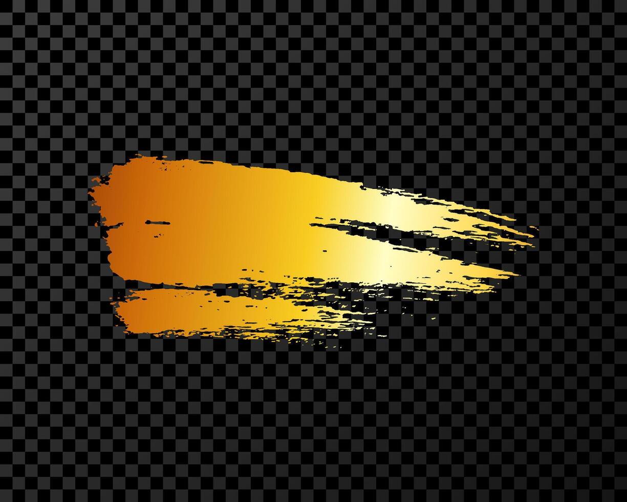 Gold brush stroke. Hand drawn ink spot isolated on dark background. illustration vector