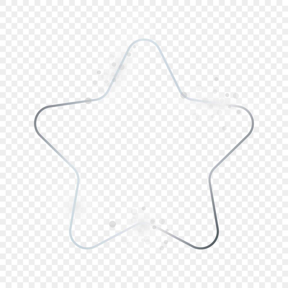 Silver glowing rounded star shape frame with sparkles vector