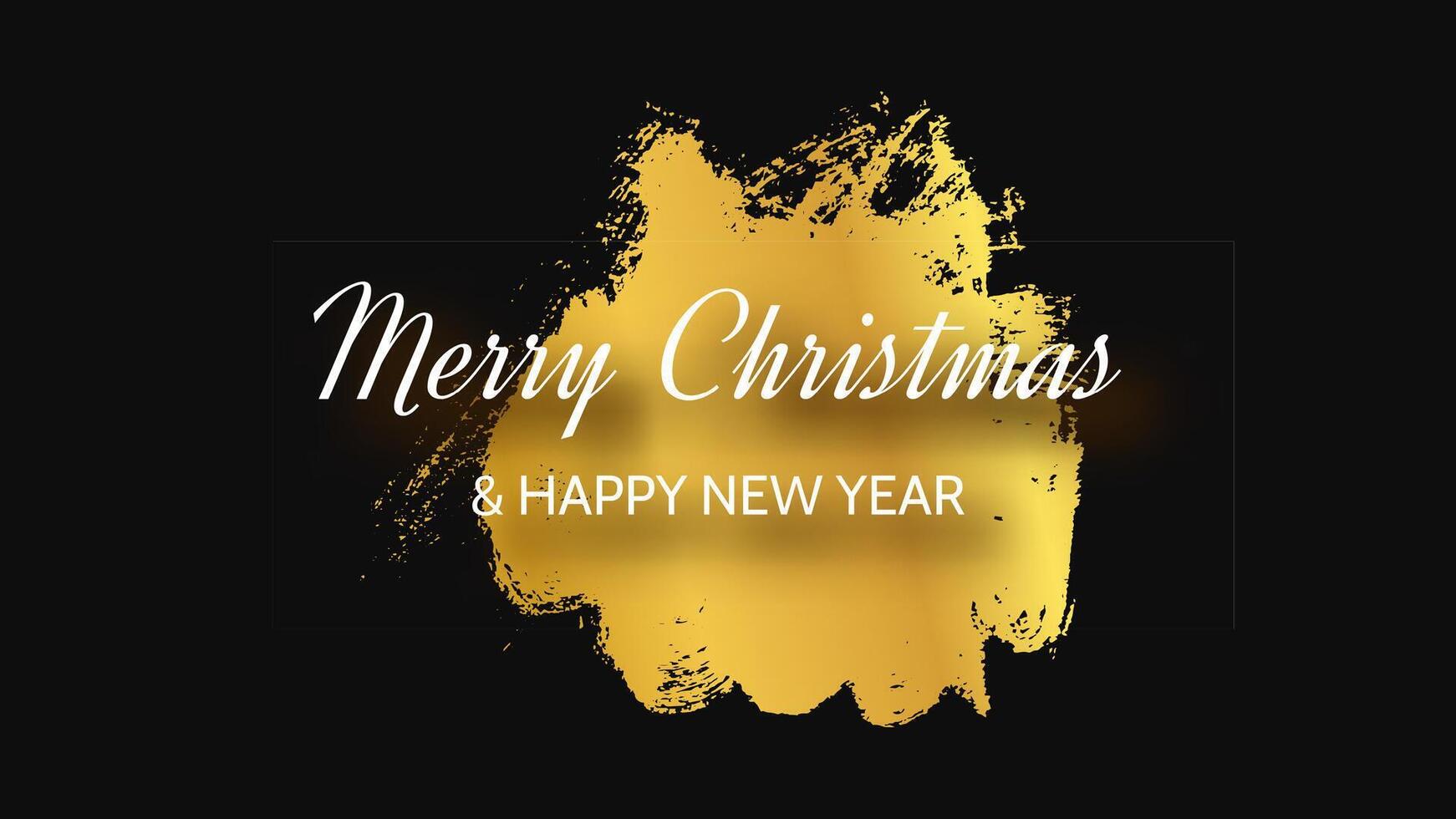 Merry Christmas and Happy New Year incription on gold smear vector