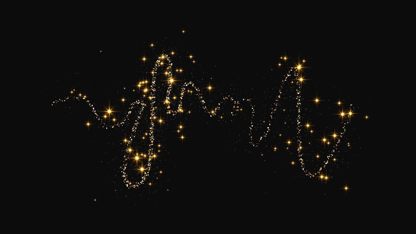 Gold glittering confetti wave and stardust vector