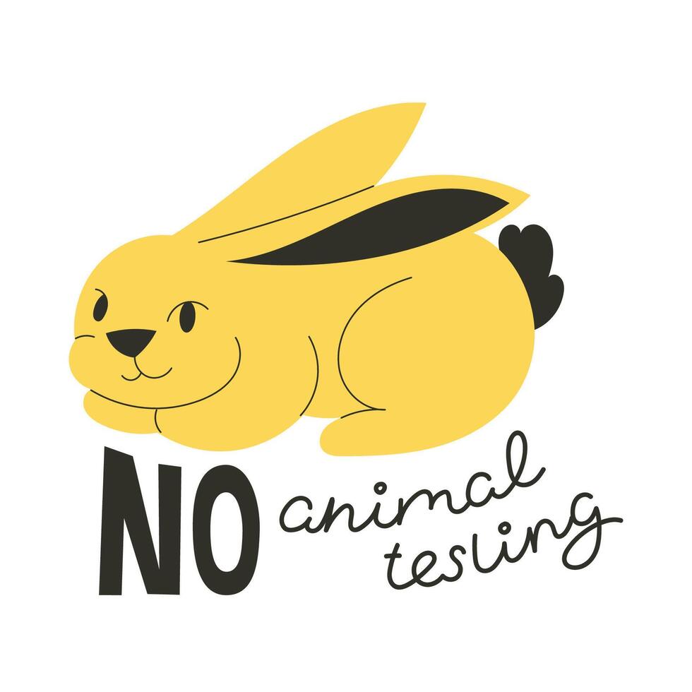 Rabbit with No Animal Testing Message vector