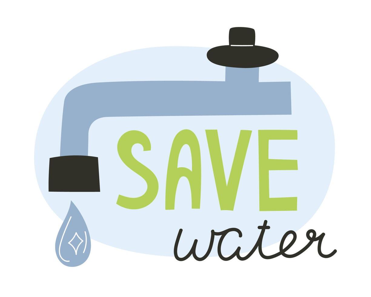 Leaking Faucet with Save Water Message vector