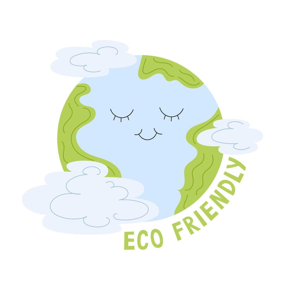 Earth Surrounded by Clouds with Eco Friendly Message vector