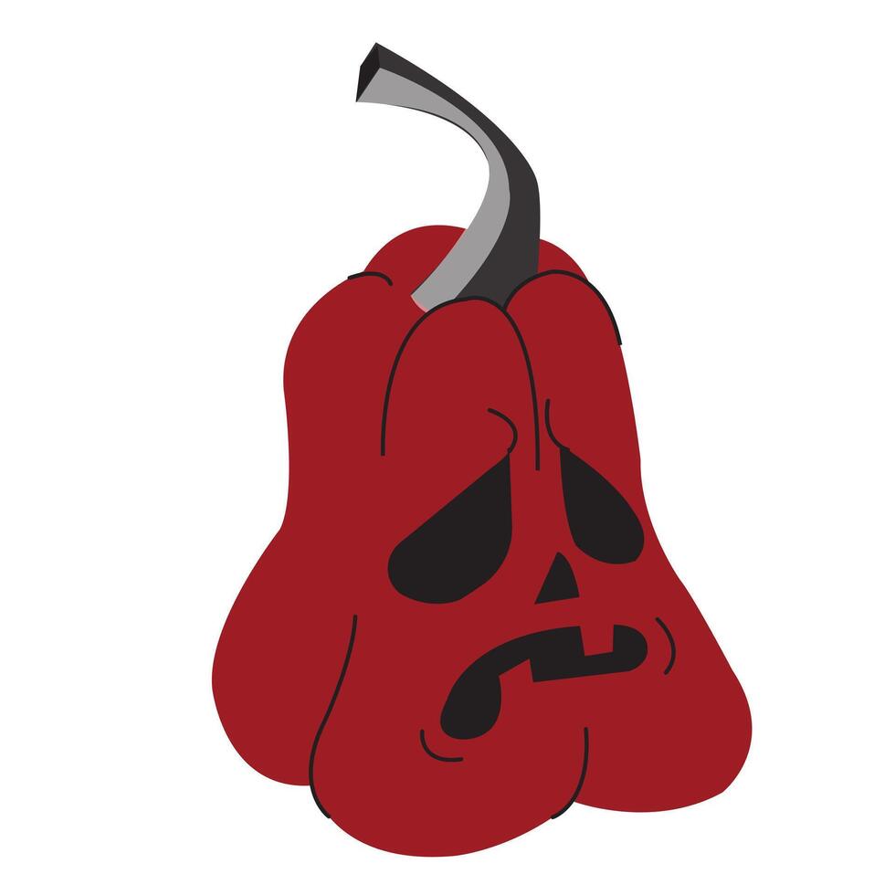 Halloween pumpkin with sad expression. illustration isolated on white background. vector
