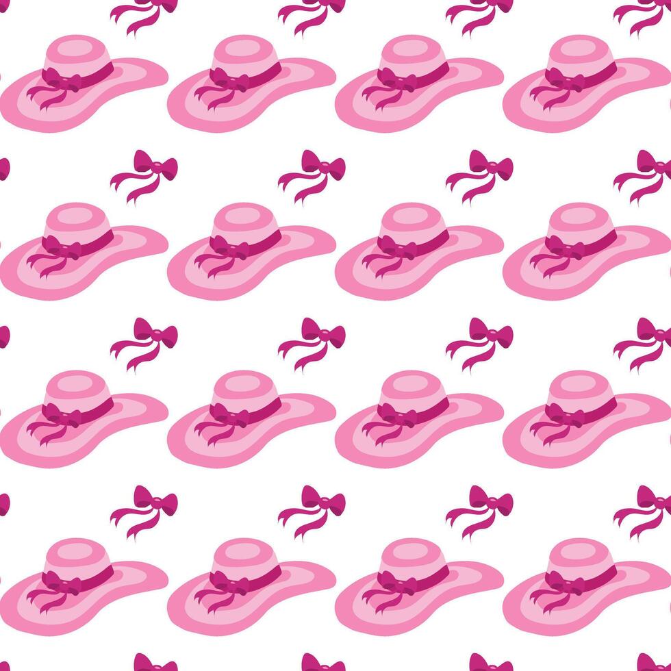 Seamless pattern with hats and bows. illustration. vector