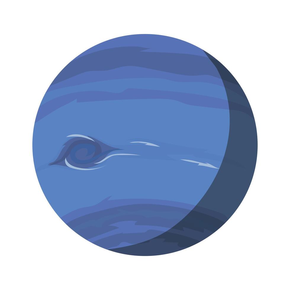 Illustration of Neptune, the fourth-largest planet in the Solar System, the third-most-massive planet, and the densest giant planet. vector