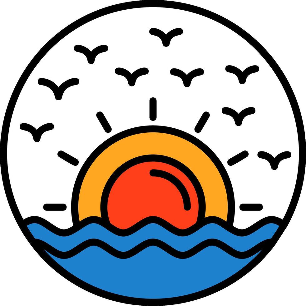 Beach sunrise painting Icon Design Symbol vector