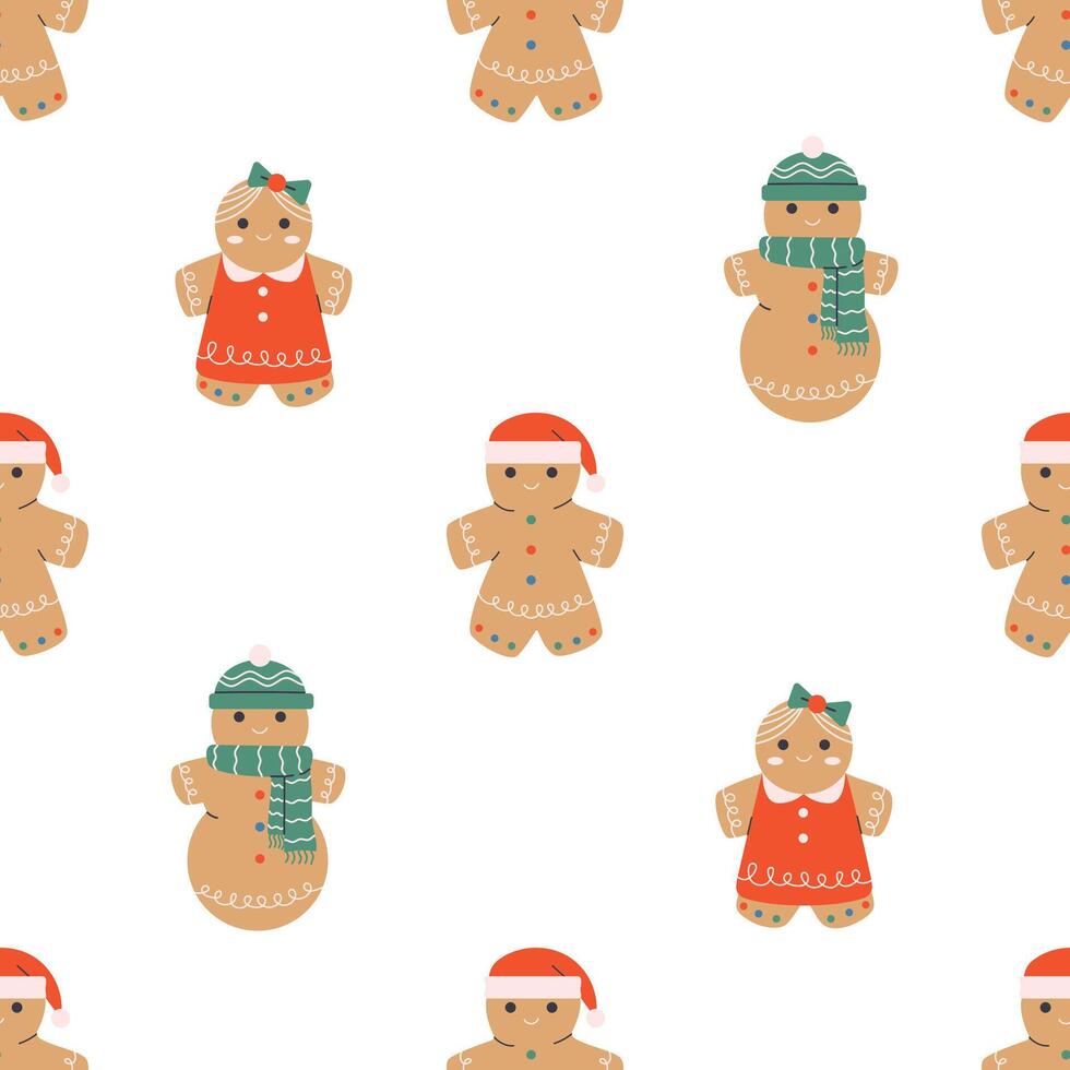 Gingerbread cookies seamless pattern vector